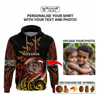 Custom New Zealand Hoodie Aotearoa Symbols with Maori Fern Reggae Arty Color
