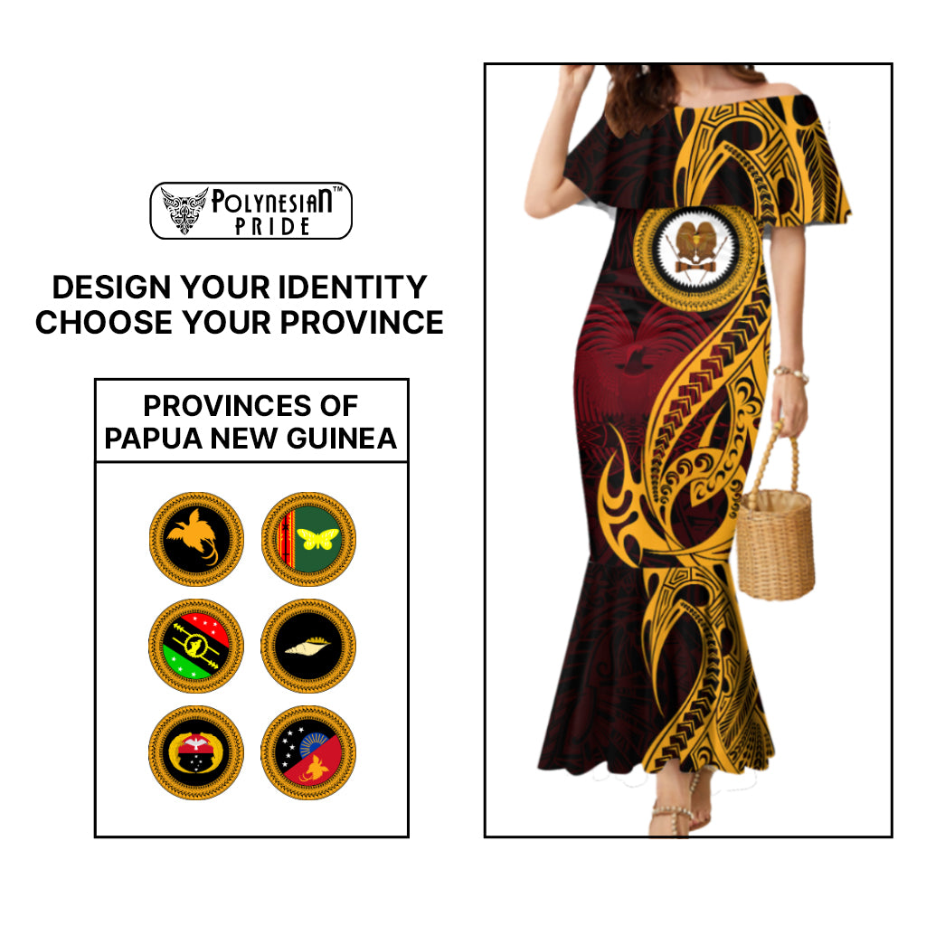Custom Provinces of Papua New Guinea Mermaid Dress Bird of Paradise Polynesian Tribal - Polynesian Pride