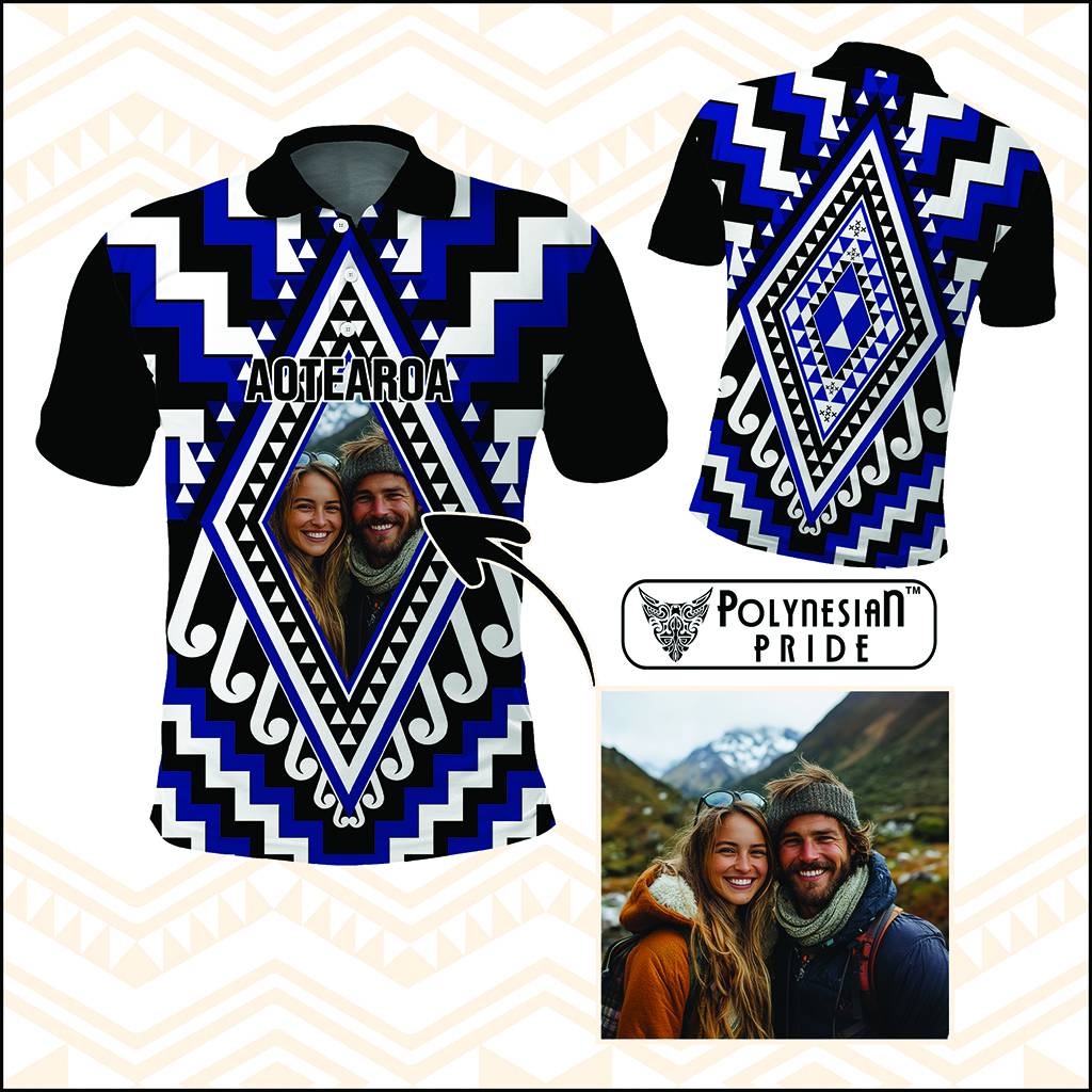 Custom Photo New Zealand Maori Patikitiki Taniko Motifs Polo Shirt