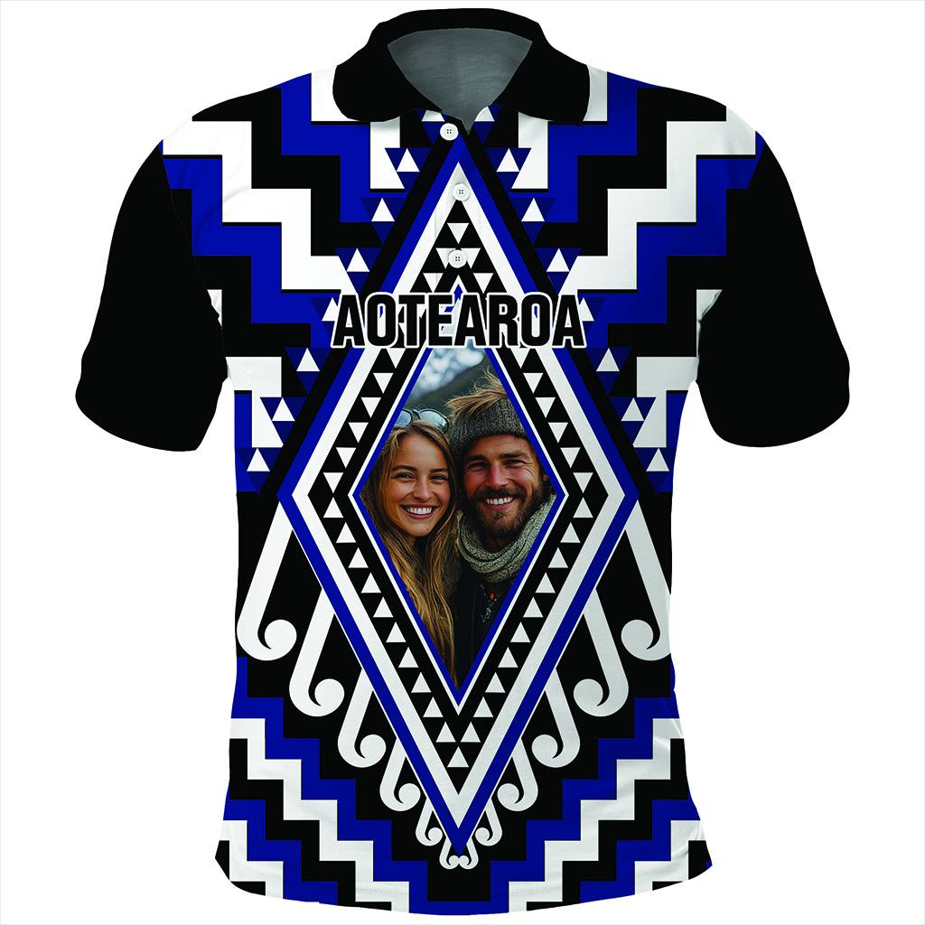 Custom Photo New Zealand Maori Patikitiki Taniko Motifs Polo Shirt