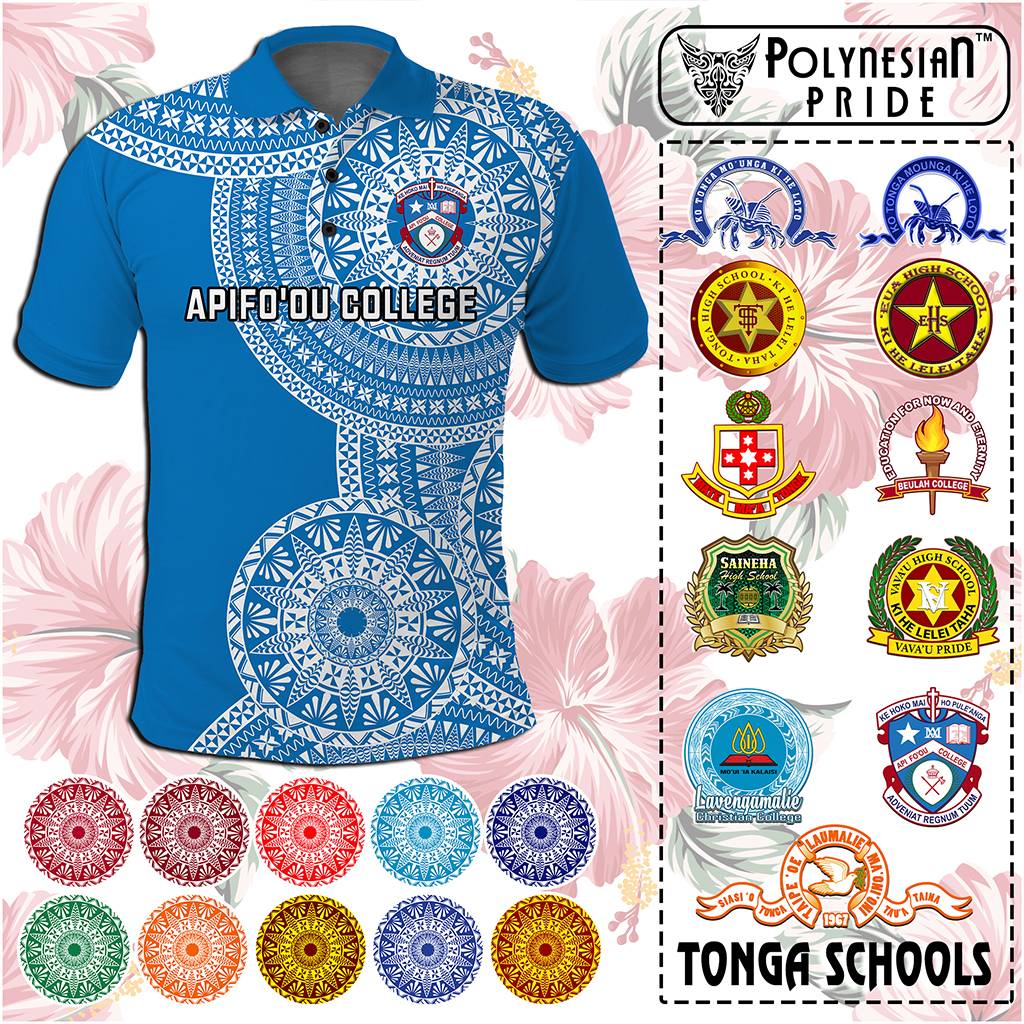 Custom Tonga Schools Polo Shirt Tongan Schools Logo With Ngatu Pattern