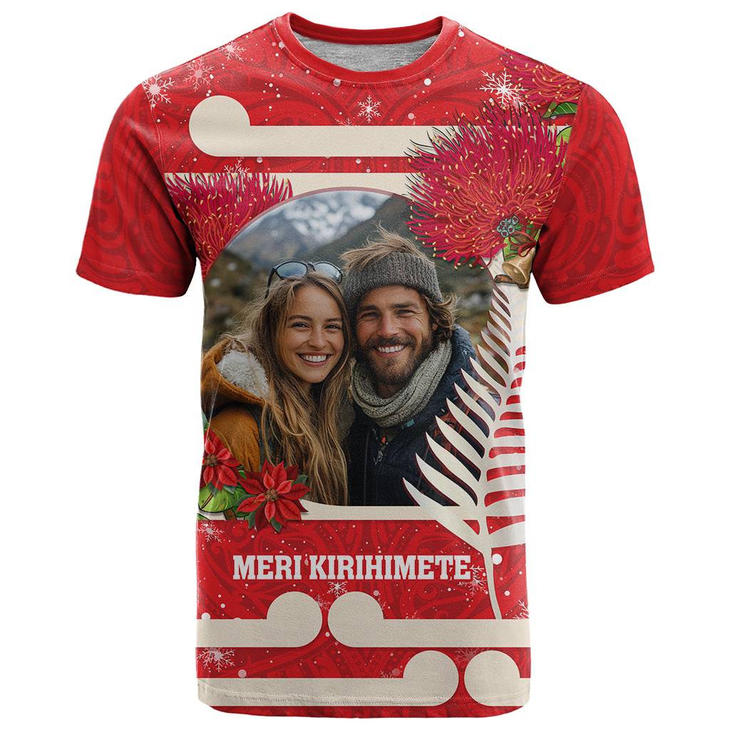 Custom Photo Kia Ora New Zealand T Shirt Pohutukawa Kiwi Santa Meri Kirihimete