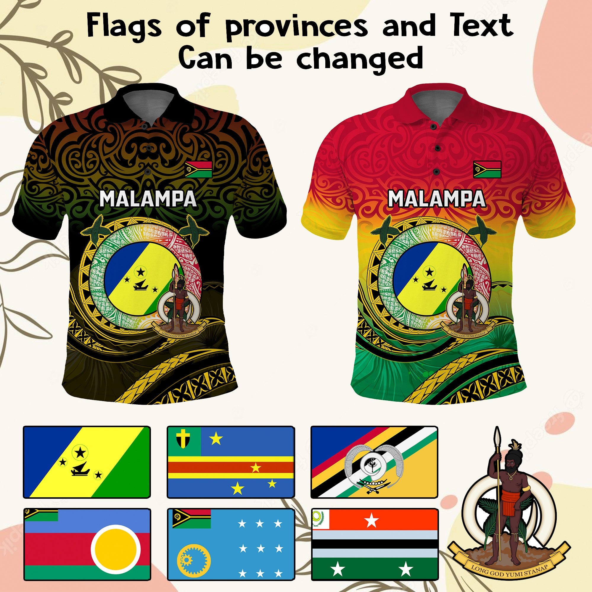 Custom Vanuatu Provinces Polo Shirt Coat Of Arms Mix Flag CTM14