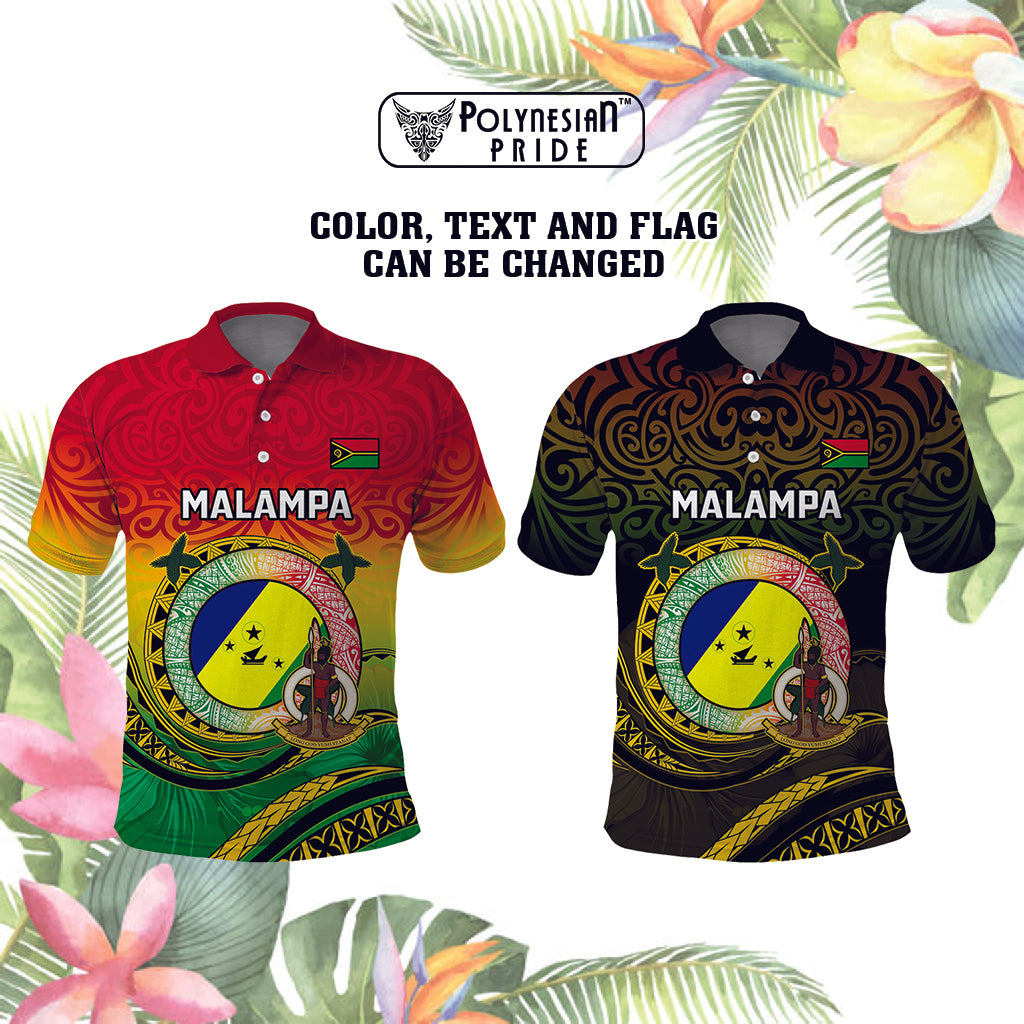 Custom Vanuatu Provinces Polo Shirt Coat Of Arms Mix Flag - Polynesian Pride