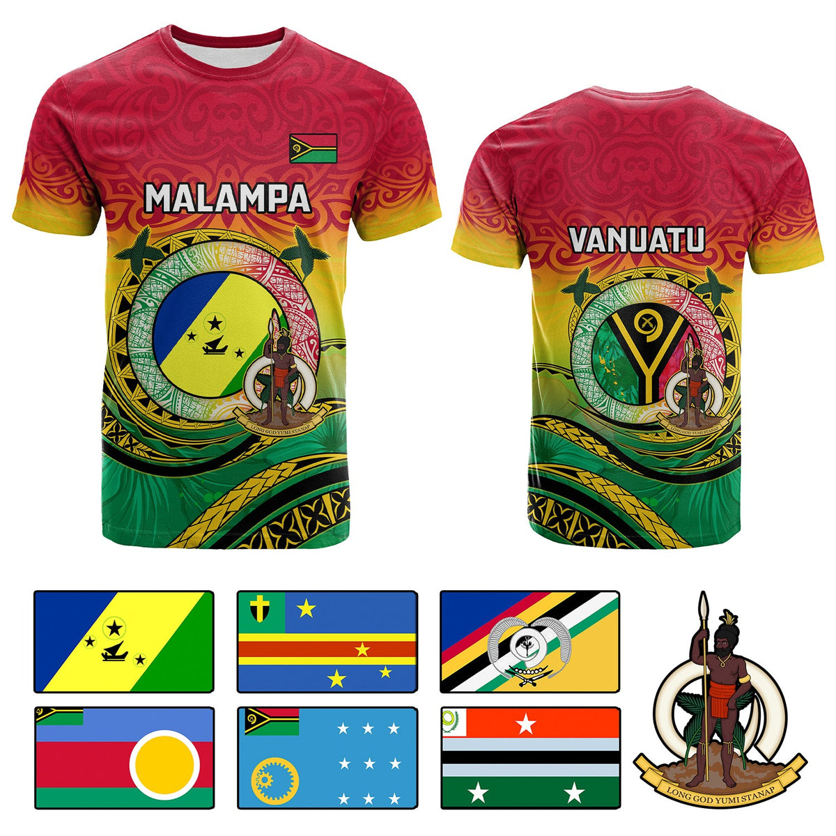 Custom Vanuatu Provinces T Shirt Coat Of Arms Mix Flag CTM14