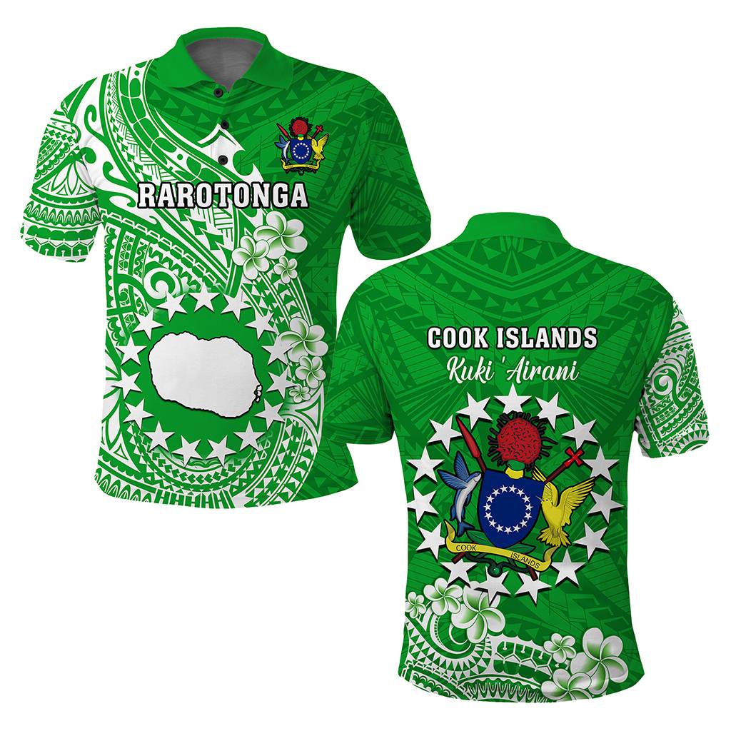 Custom Cook Islands Polo Shirt Islands Map Plumeria With Polynesian Tattoo