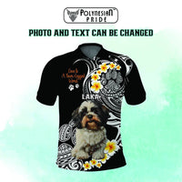 Custom Photo Happy International Dog Day Polo Shirt Tropical Flowers With Polynesian Pattern