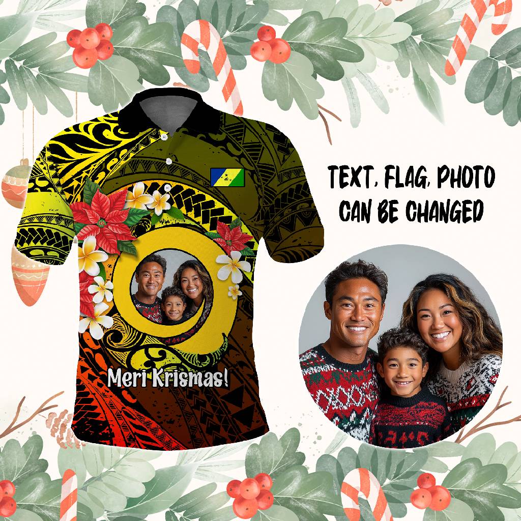 Custom Photo Vanuatu Polo Shirt Vanuatuan Pig Tusk Meri Krismas