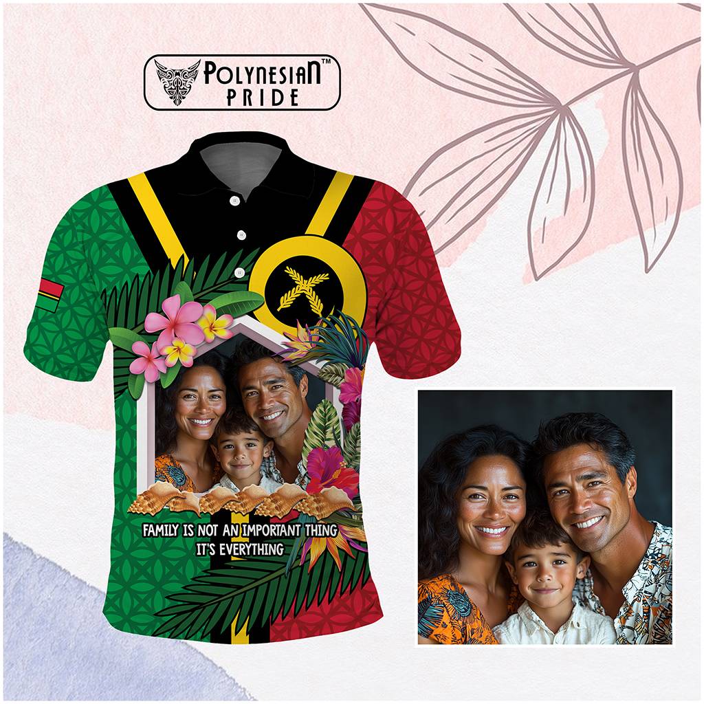 Custom Photo Vanuatu Family Day Polo Shirt Vanuatuan Sand Drawing Family Is Everything