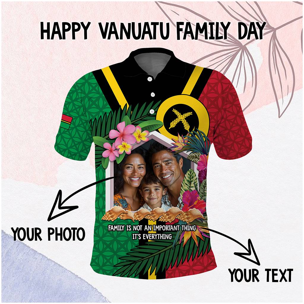 Custom Photo Vanuatu Family Day Polo Shirt Vanuatuan Sand Drawing Family Is Everything