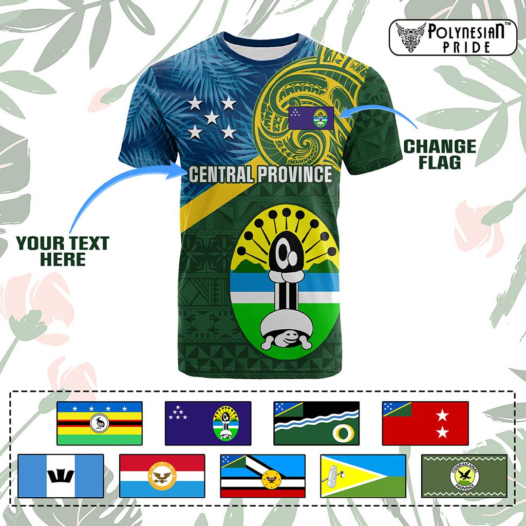 Custom Solomon Islands Provinces T Shirt Coat Of Arms With Flag Unique Version