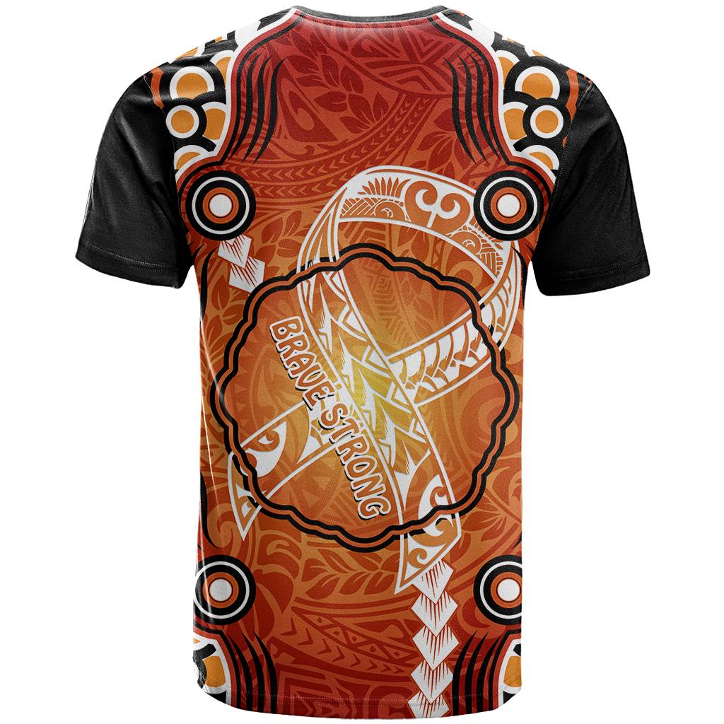 Custom Photo Cancer Awareness T Shirt Brave Strong Aboriginal With Polynesian Pattern