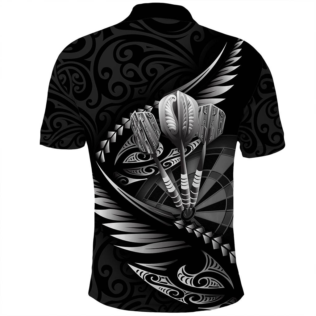 Custom New Zealand Darts Polo Shirt Aotearoa Maori Silver Fern Dart's Name