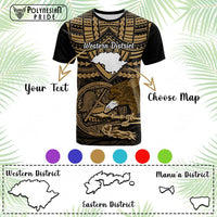 Custom American Samoa T Shirt Coat Of Arms With Districts Map Polynesian Pattern