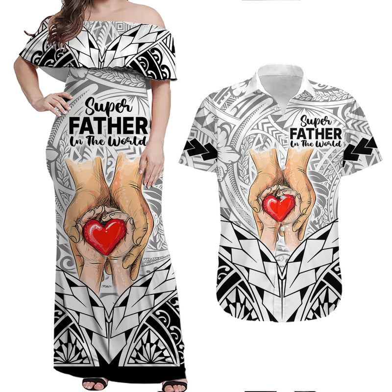 Polynesian Father's Day Gift For Dad Matching Dress and Hawaiian Shirt Super Father In The World Black Polynesian Pattern LT9 Black - Polynesian Pride