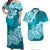 Polynesian Flower Tribal Matching Dress and Hawaiian Shirt Teal LT9 - Polynesian Pride