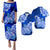 Polynesian Matching Couple Outfit Floral Tribal Puletasi Dress and Hawaiian Shirt Blue LT9 - Polynesian Pride