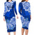 Polynesian Matching Outfit For Couples Floral Tribal Blue Style Bodycon Dress And Hawaii Shirt LT9 - Polynesian Pride