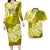 Polynesian Matching Outfit For Couples Floral Tribal Yellow Style Bodycon Dress And Hawaii Shirt LT9 - Polynesian Pride