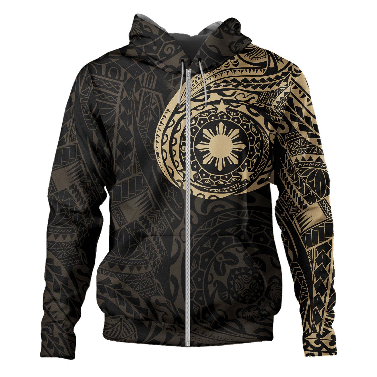Philippines Polynesian Tribal Tattoo Style Gold Hoodie