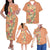 Polynesian Family Matching Outfit Hibiscus Polynesian Tribal Orange Off Shoulder Long Sleeve Dress And Shirt Family Set - Polynesian Pride