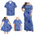 Hawaii Matching Clothes For Family Blue Polynesian Tribal Print Off Shoulder Long Sleeve Dress And Shirt - Polynesian Pride