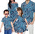 Blue Polynesian Tribal Hawaii Family Matching Outfits Polynesian Off Shoulder Long Sleeve Dress And Shirt - Polynesian Pride