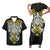 Hawaii Matching Outfit For Couples Hawaiian Polynesian Tribal Turtle Black And Yellow Bodycon Dress And Hawaii Shirt - Polynesian Pride