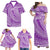 Polynesian Family Matching Outfit Purple Polynesian Tribal Samoan Off Shoulder Long Sleeve Dress And Hawaii Shirt - Polynesian Pride