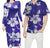 Blue Matching Outfit For Couples Hibiscus Flowers Hawaii Polynesian Tribal Bodycon Dress And Hawaii Shirt - Polynesian Pride