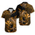 Polynesian Matching Dress and Hawaiian Shirt Hawaii Kakau Kanaka with Tribal Hammerhead Shark Gold LT14 - Polynesian Pride