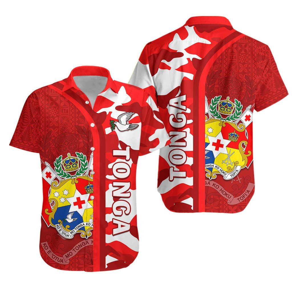 Tonga Unique Hawaiian Shirt Camouflage with Tongan Pattern LT13 Unisex Red - Polynesian Pride