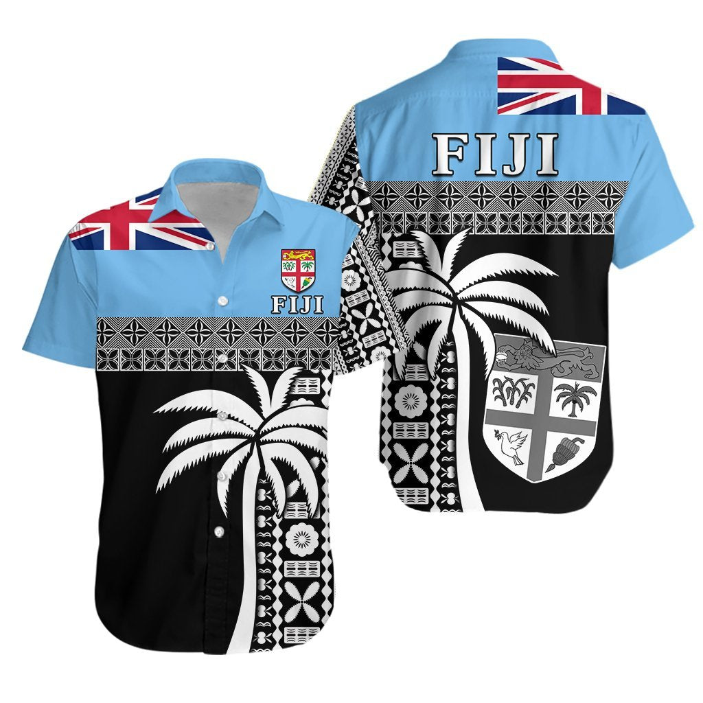 Fiji Tapa Pattern Hawaiian Shirt Coconut Tree LT13 Unisex Blue - Polynesian Pride