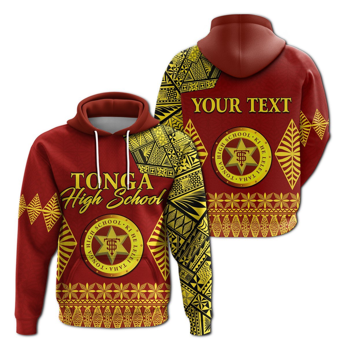 Custom Tonga High School Hoodie Tongan Ngatu LT13 Unisex Red - Polynesian Pride