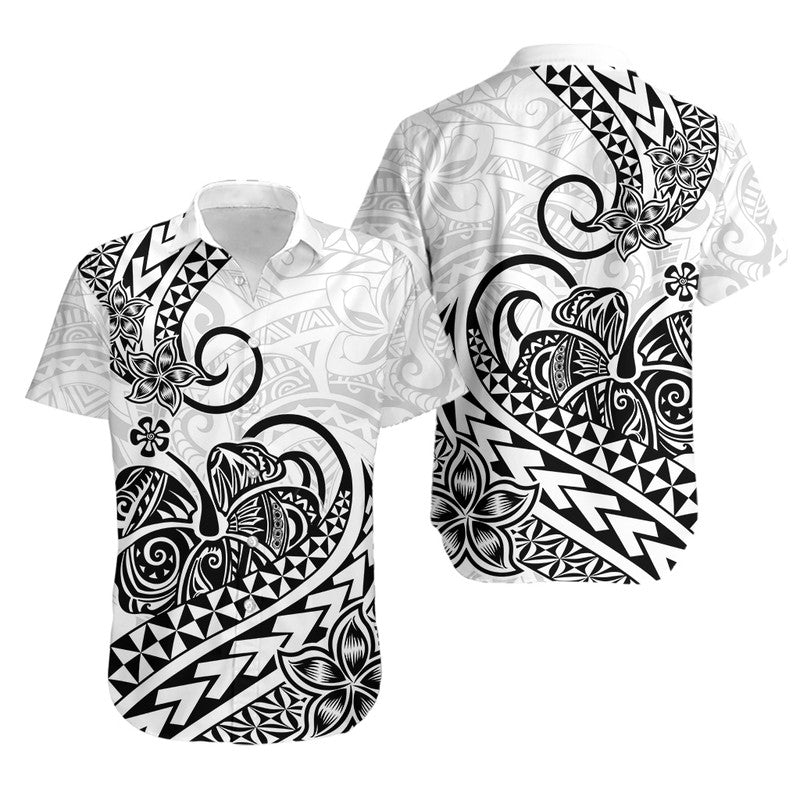 Polynesian Tribal Tattoo Retro Couple Off Long Dress and Hawaiian Shirt Black Screen Color LT9 No Dress Black - Polynesian Pride