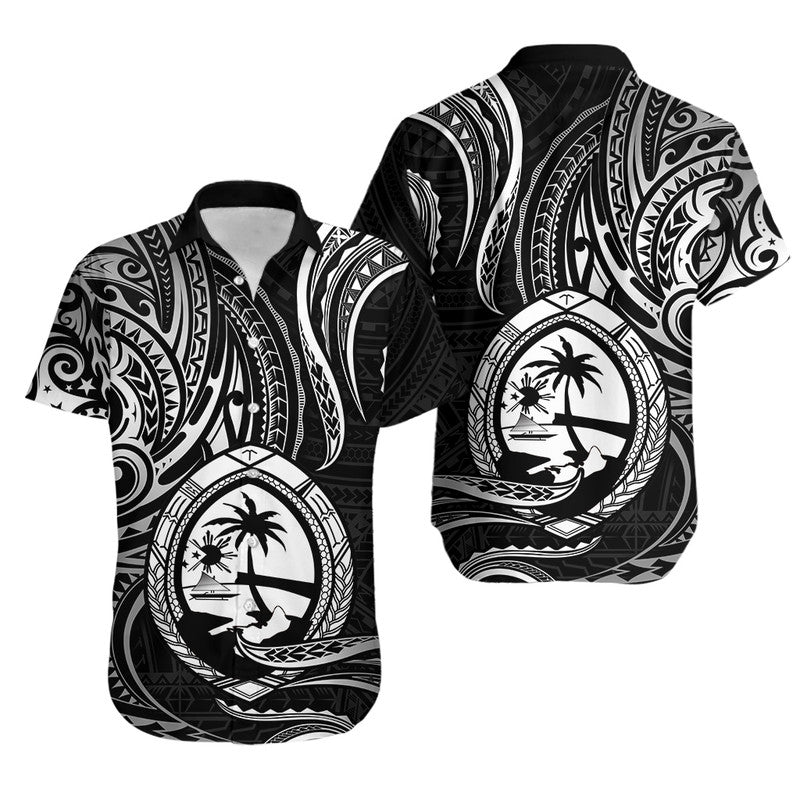 Polynesian Matching Dress and Hawaiian Shirt Guam Coat of Arms with Polynesian Tribal Tattoo Black Version LT9 - Polynesian Pride