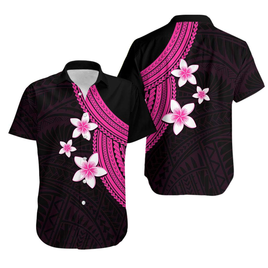 Polynesian Couples Matching Outfits Combo Long Sleeve Dress With Plumeria Flower Pink LT6 - Polynesian Pride
