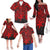 Red Hawaii Tropical Floral Polynesian Matching Clothes For Family Hawaii Off Shoulder Long Sleeve Dress And Shirt - Polynesian Pride