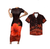 Polynesian Pride His And Hers Matching Tropical Outfits Hawaii Orange Hibiscus Floral Bodycon Dress And Hawaii Shirt - Polynesian Pride