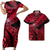 Polynesian Pride Hawaii Matching Outfit For Couples Polynesian Tribal Red Bodycon Dress And Hawaii Shirt - Polynesian Pride