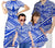 Blue Hawaii Matching Family Outfit Polynesian Tribal Pattern Bodycon Dress And Hawaii Shirt - Polynesian Pride