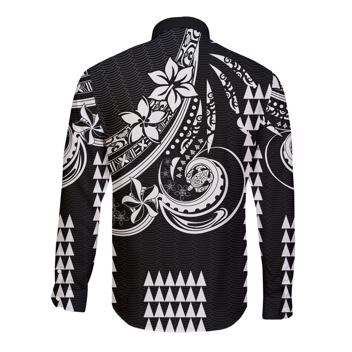 Kakau Hawaiian Polynesian Couples Matching Outfits Long Sleeve Dress And Long Sleeve Button Shirt Black LT6 - Polynesian Pride
