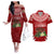 Personalised Tonga Independence Day Couples Long Sleeve Dress and Hawaiian Shirt Kumete Kava Bowl With Plumeria LT7 Red - Polynesian Pride