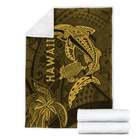 Hawaii Shark and Turtle Blanket With Gold Kakau LT9 - Polynesian Pride