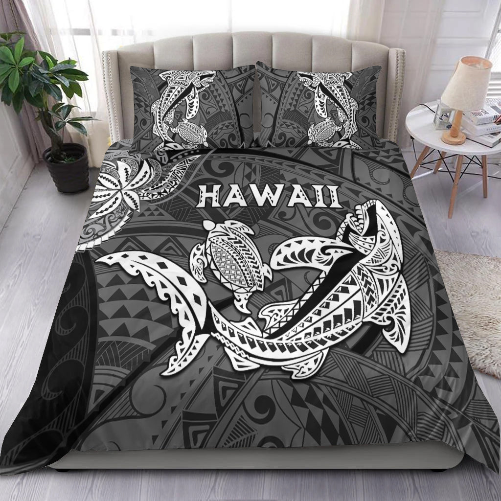 Hawaii Shark and Turtle Bedding Set With Black Kakau LT9 Black - Polynesian Pride