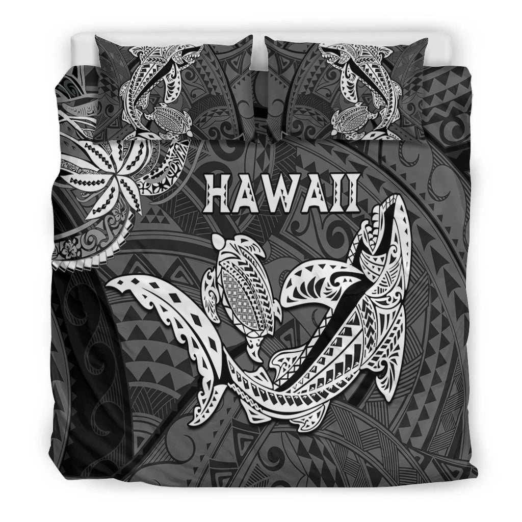 Hawaii Shark and Turtle Bedding Set With Black Kakau LT9 - Polynesian Pride
