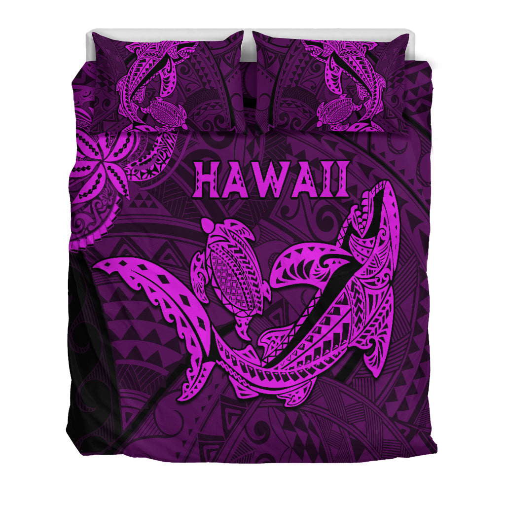 Hawaii Shark and Turtle Bedding Set With Purple Kakau LT9 - Polynesian Pride