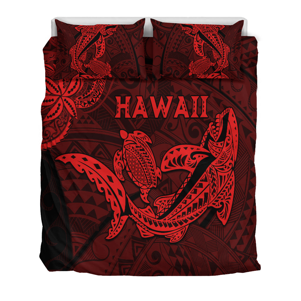 Hawaii Shark and Turtle Bedding Set With Red Kakau LT9 - Polynesian Pride