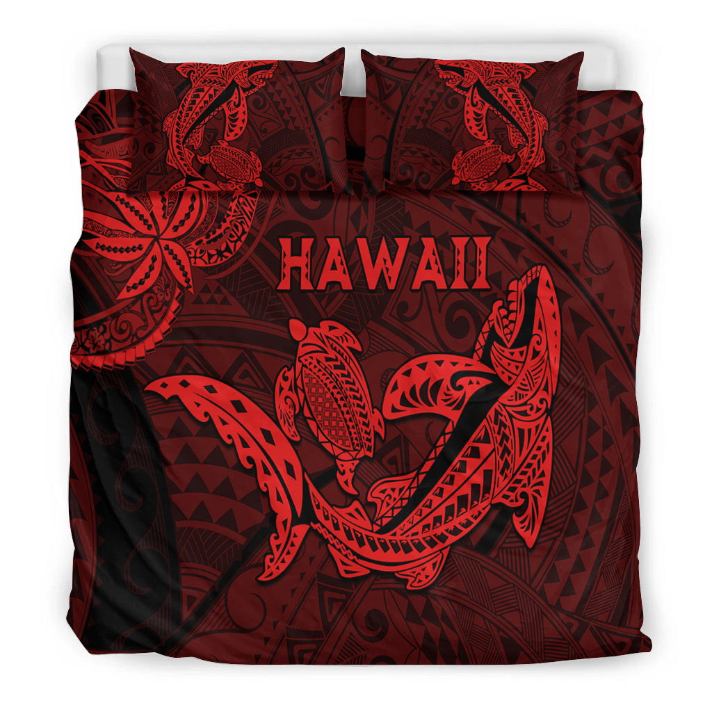 Hawaii Shark and Turtle Bedding Set With Red Kakau LT9 - Polynesian Pride