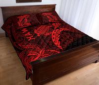 Hawaii Shark and Turtle Quilt Bed Set With Red Kakau LT9 - Polynesian Pride